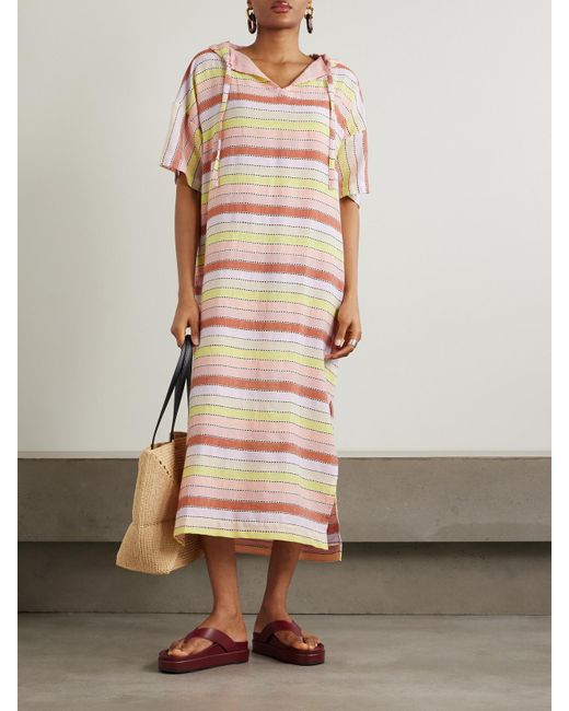 Lemlem Pink Beritu Hooded Striped Cotton-Blend Coverup