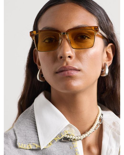 Miu Miu Natural Square-Frame Acetate And-Tone Sunglasses