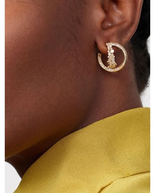 ANANYA Metallic Scatter Double 18-Karat Diamond Hoop Earrings