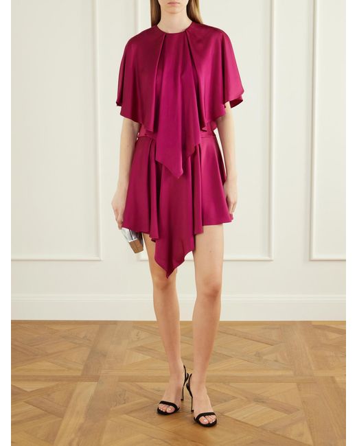 Stella McCartney Pink Gathered Tiered Satin Midi Dress