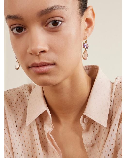 Irene Neuwirth Natural Gemmy Gem 18-Karat Diamond, Amethyst And Morganite Earrings