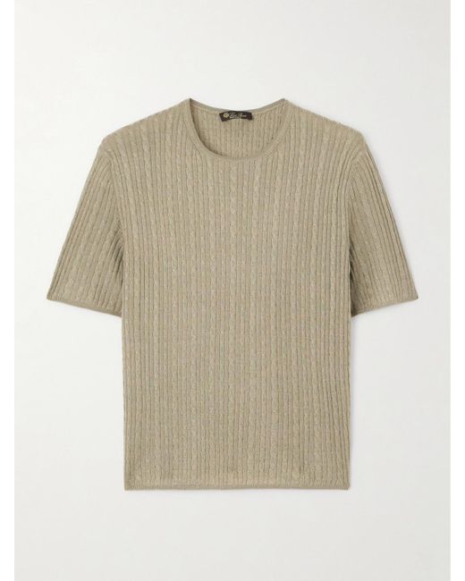 Loro Piana Natural Rimella Cable-Knit Cashmere And Silk-Blend T-Shirt