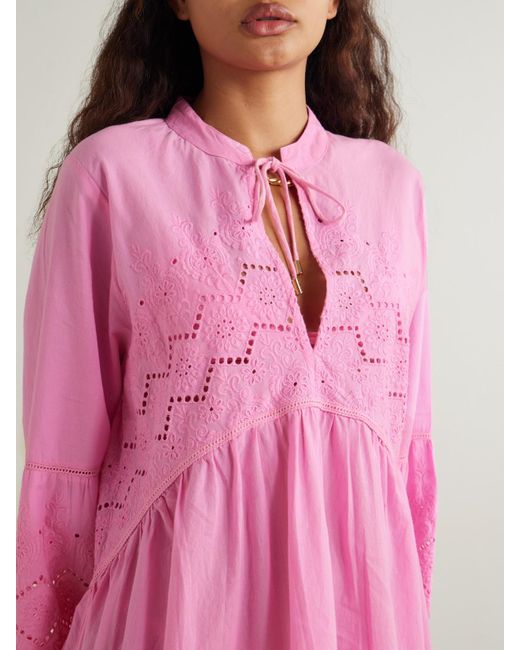 Robe De Plage En Coton À Broderie Anglaise Sebenna Melissa Odabash en coloris Pink