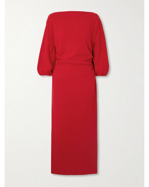 BERNADETTE Red Ezra Midikleid Aus Crêpe Mit Raffungen