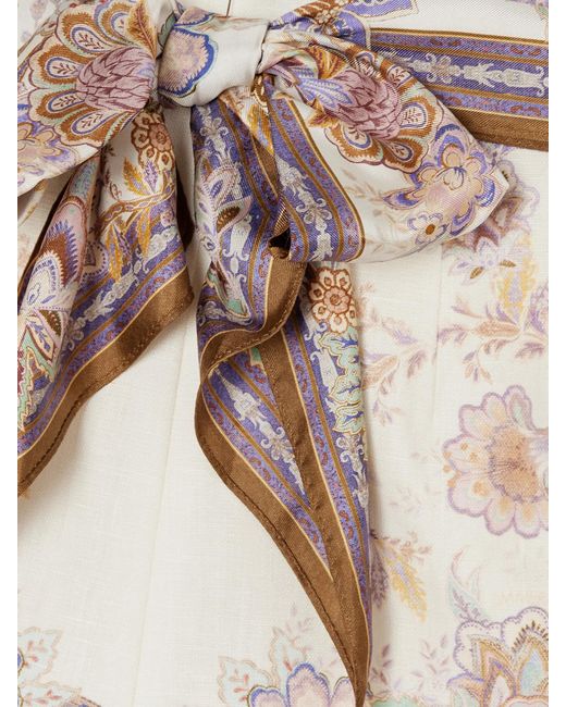 Zimmermann Natural Luna Scarf Belted Linen Shorts