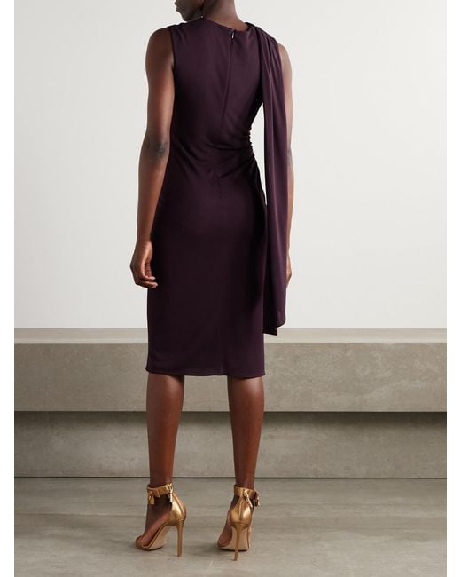 Tom Ford Purple Draped Cutout Jersey Dress