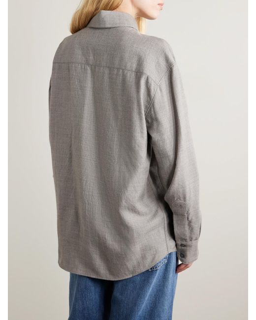 The Elder Statesman Gray Oversized Wool And Cashmere-Blend Shirt