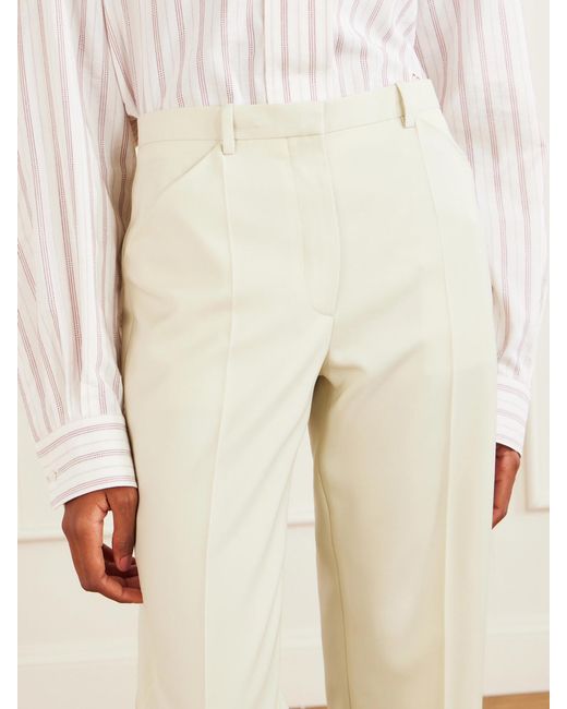 Calvin Klein White Ramie-Blend Twill Straight-Leg Pants