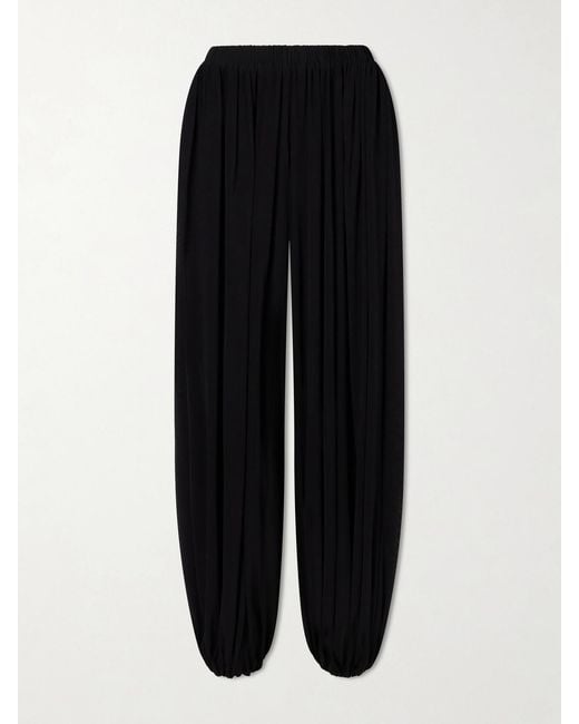 Aflalo Black Lolana Satin-Jersey Balloon Pants