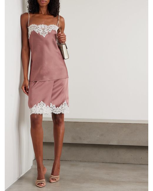 Stella McCartney Pink Lace-Trimmed Satin Midi Wrap Skirt