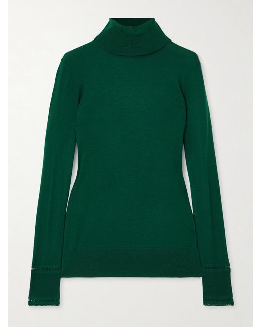 Chloé Green Rollkragenpullover Aus Wolle Mit Details