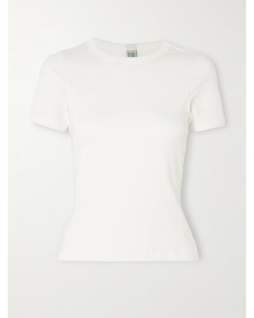 Flore Flore White Car Ribbed Organic Cotton-Jersey T-Shirt