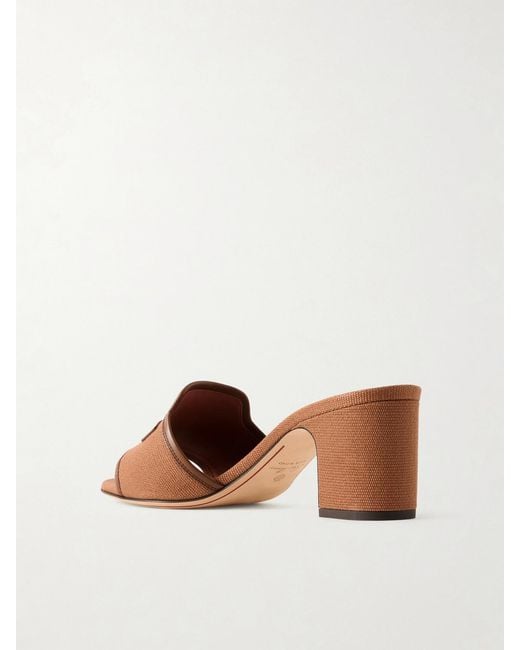 Loro Piana Natural Summer Charms Embellished Leather-Trimmed Canvas Mules
