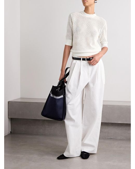 Proenza Schouler White Nicola Pointelle-Knit Cotton-Blend Sweater