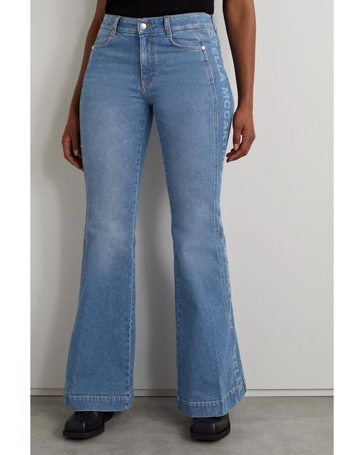Stella McCartney Blue Printed High-Rise Flared Jeans
