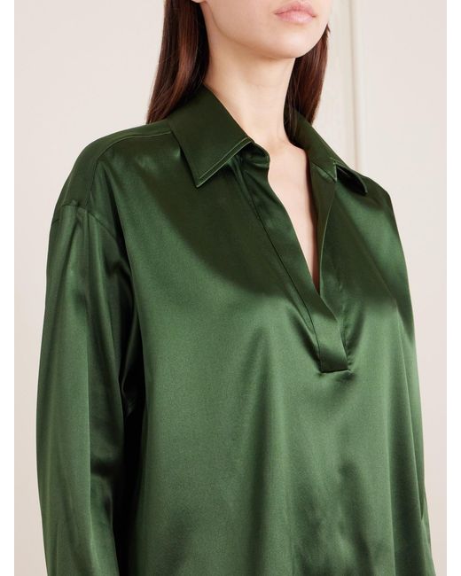 Tom Ford Green Silk-Blend Satin Blouse