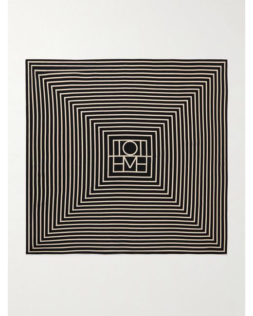 Totême  Black Printed Silk Crepe De Chine Scarf