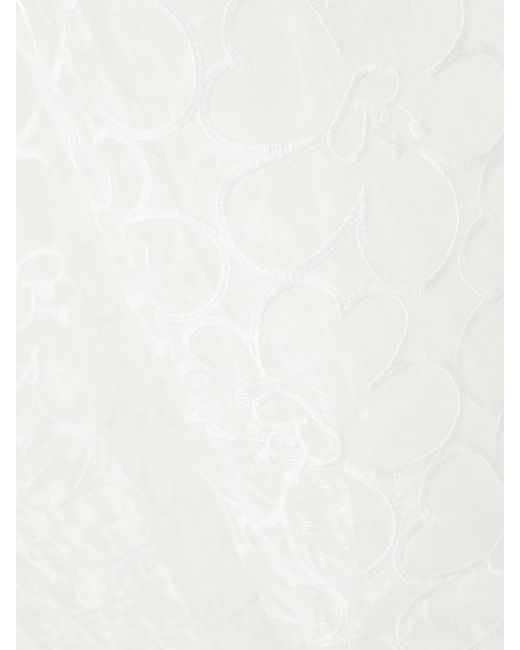 CECILIE BAHNSEN White Cate Embroidered Tulle Midi Dress