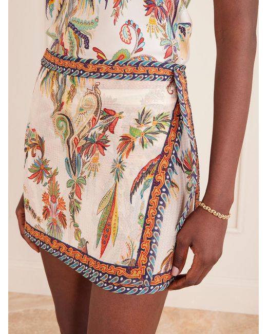 Etro Pink Printed Voile Mini Wrap Skirt