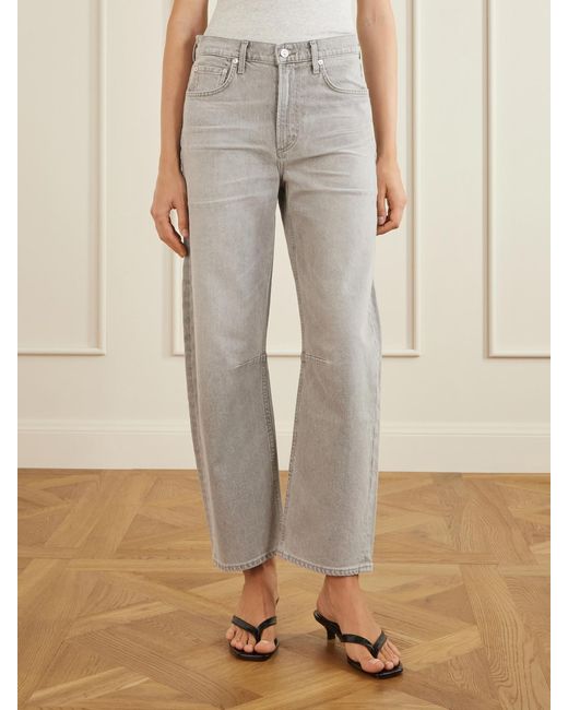 Citizens of Humanity Gray Miro Mid-Rise Barrel-Leg Jeans