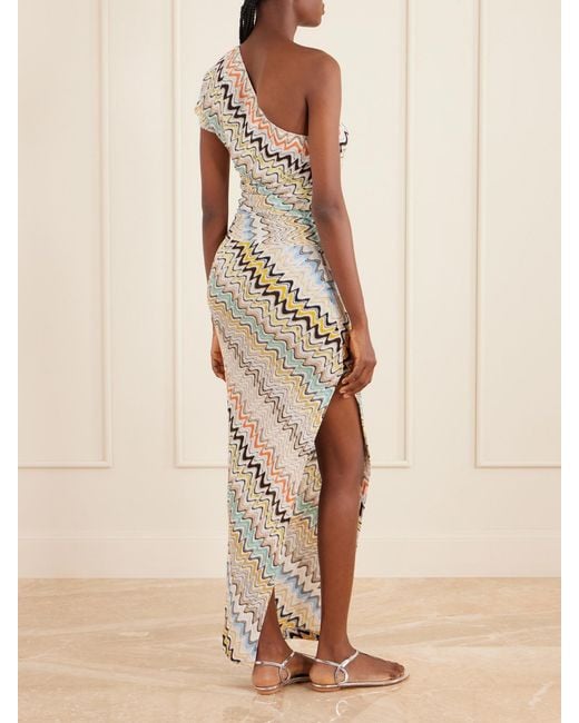 Missoni White Striped Crochet-Knit Maxi Dress