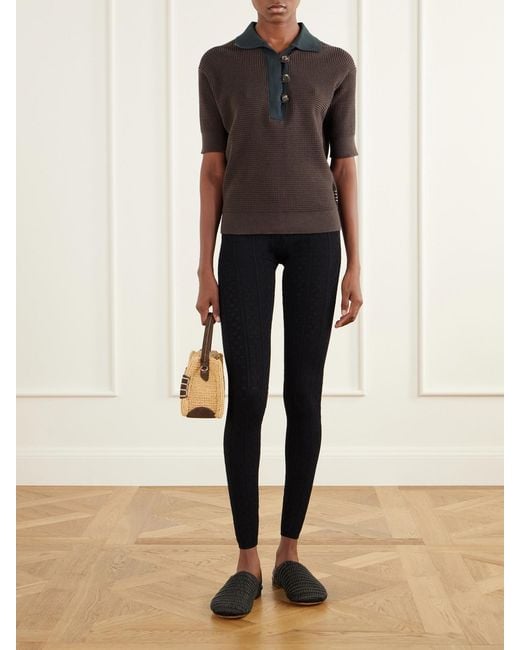 J.W. Anderson Blue Pointelle-Knit Stretch-Jersey Leggings
