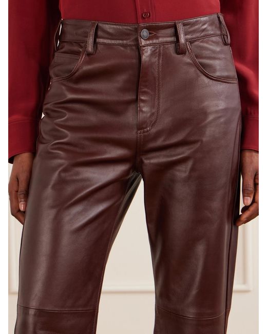 Nili Lotan Brown Joan Leather Straight-Leg Pants