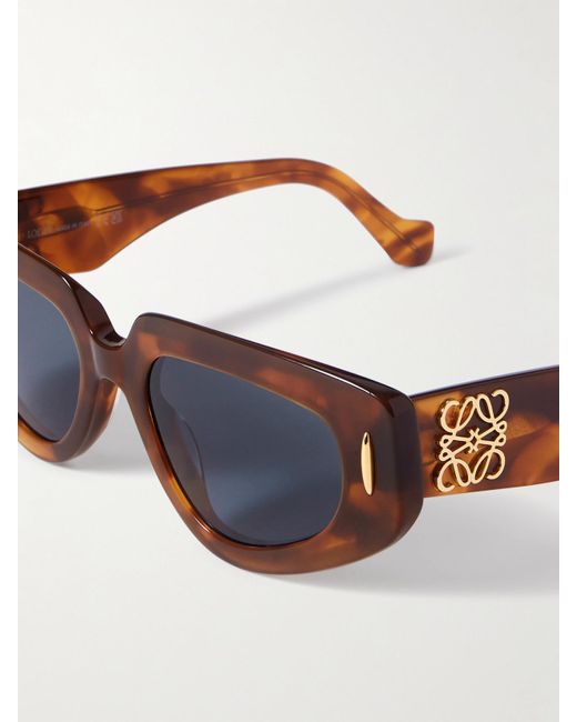 Loewe Blue Anagram Cat-Eye Tortoiseshell Acetate Sunglasses