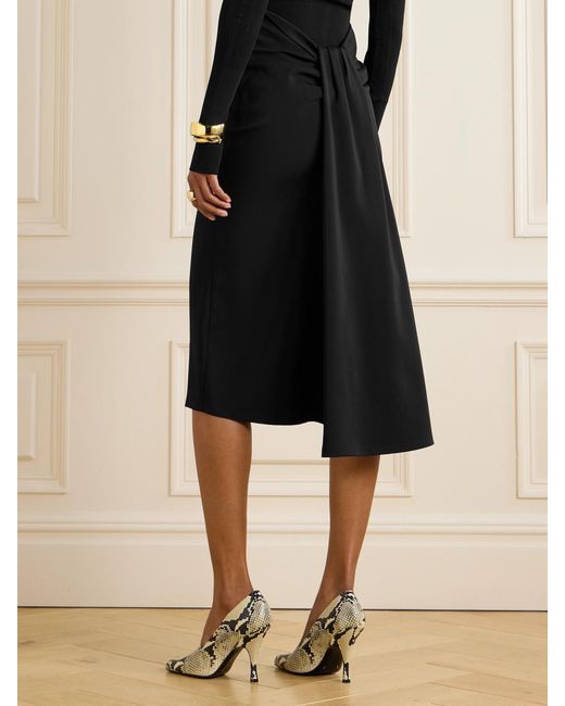 Jacquemus Black Sablier Draped Crepe-Jersey Midi Skirt