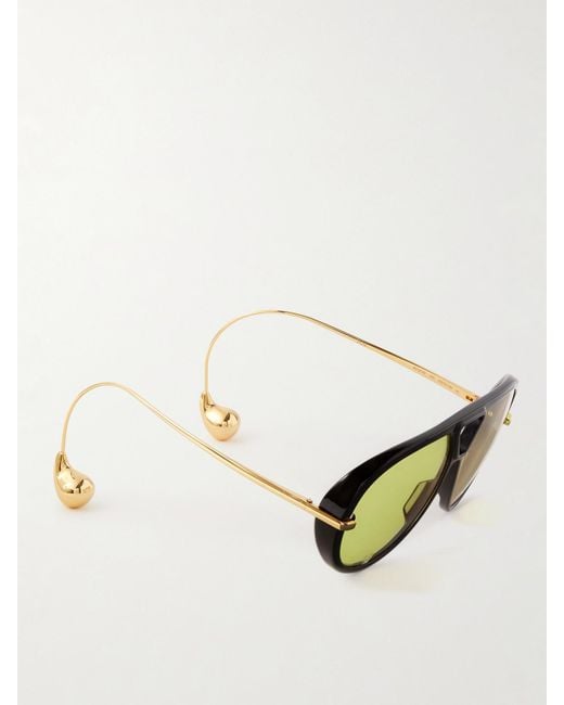 Bottega Veneta Metallic Pilotensonnenbrille Aus Recyceltem Azetat Mit Goldfarbenen Details Und Verzierungen