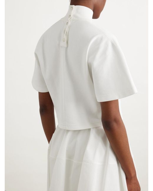 Alaïa White Cropped Cotton-Jersey Turtleneck T-Shirt