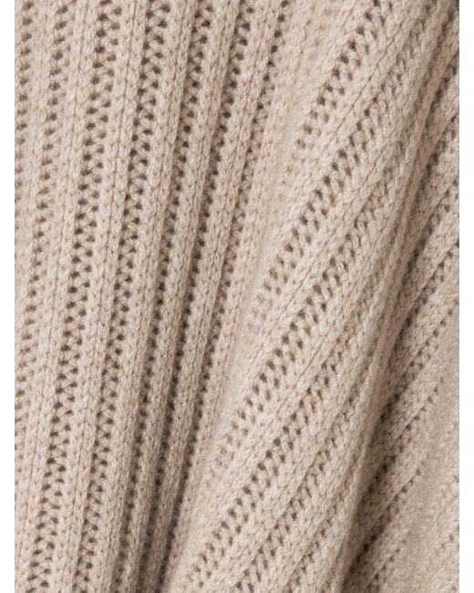 Brunello Cucinelli Natural Ribbed Cashmere Turtleneck Sweater