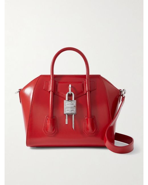 Givenchy Red Antigona Lock Mini Schultertasche Aus Leder