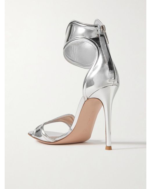 Gianvito Rossi White Lucrezia 105 Sandalen Aus Leder Mit Spiegeleffekt