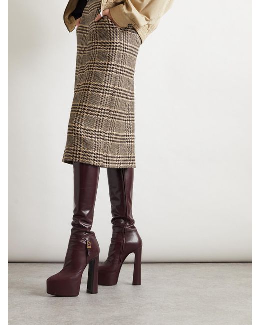 Saint Laurent Red Nico Overknees Aus Leder