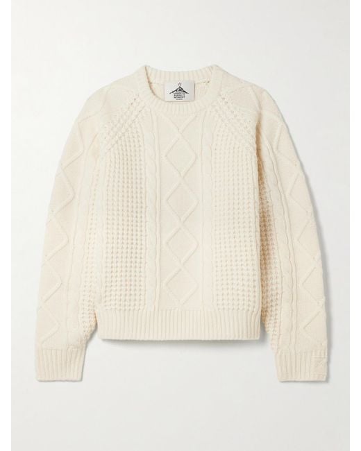 Perfect Moment Natural Crystal Cable-Knit Merino Wool Sweater