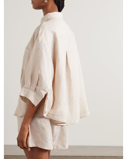 Deiji Studios Natural 03 Linen Shirt And Shorts Set