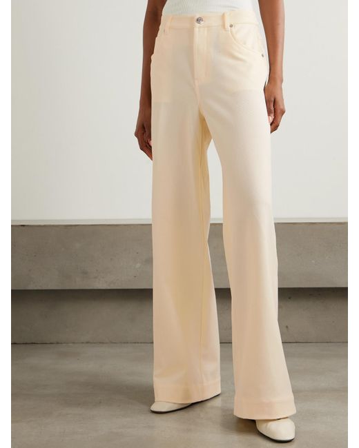 Staud Natural Grayson Twill Wide-Leg Pants