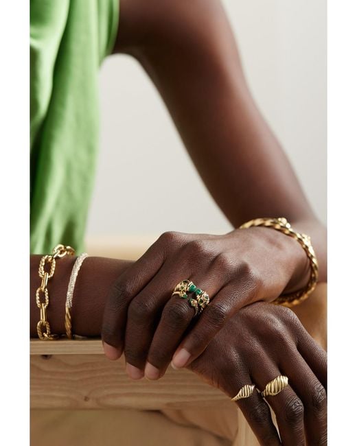 David Yurman Metallic Renaissance 18-Karat, Malachite And Diopside Ring