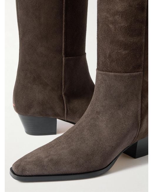 Aeyde Brown Medea Suede Knee Boots