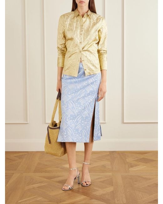 Tory Burch Crinkled Metallic Silk-Blend Shirt