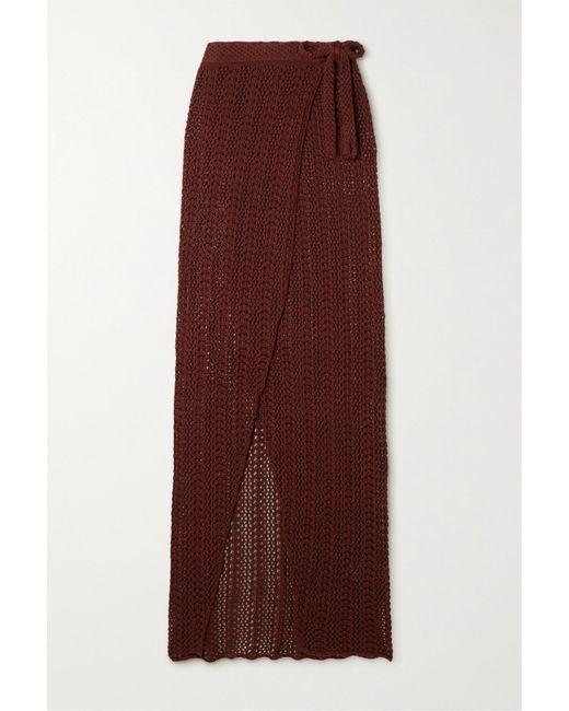 Savannah Morrow Kirra Crocheted Pima Cotton Maxi Wrap Skirt in Purple