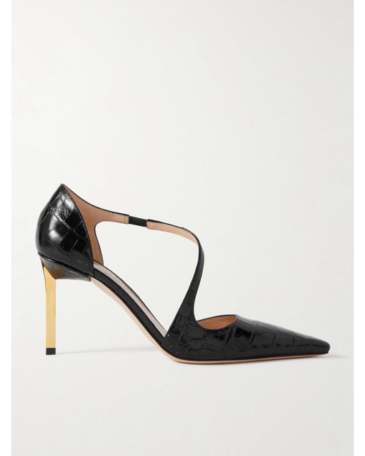 Tom Ford Black Newton Pumps Aus Leder Mit Krokodileffekt