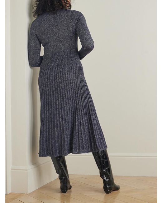 Joseph Blue Midikleid Aus Geripptem Lurex
