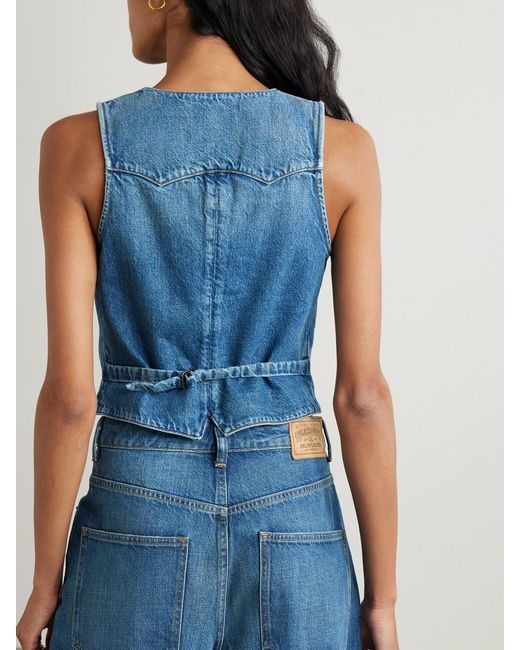 Polo Ralph Lauren Blue Embroidered Denim Vest