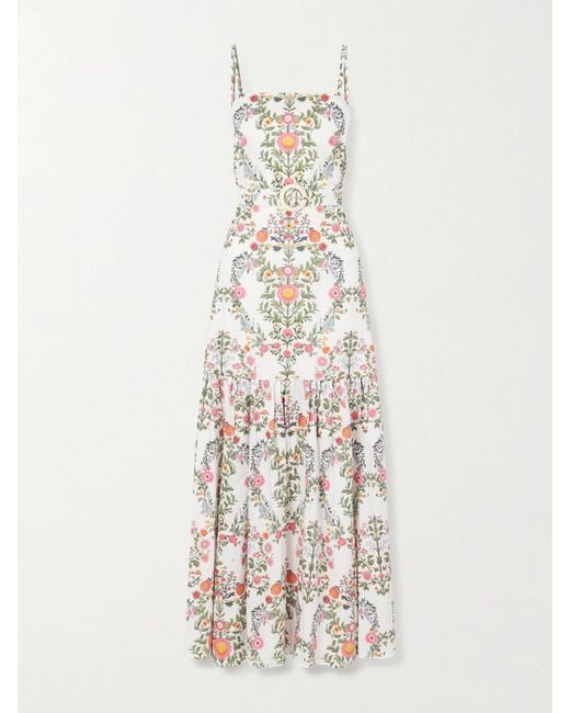 Borgo De Nor White Cordiela Tiered Broderie Anglaise Cotton Maxi Dress