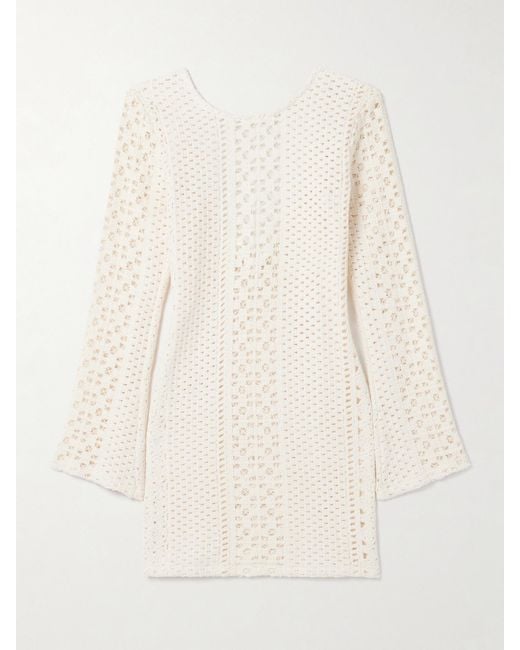 SARA CRISTINA Natural Gala Crocheted Cotton Mini Dress