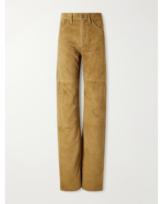 Altuzarra Natural Mills Suede Straight-Leg Pants