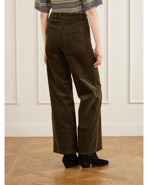 FRAME Green Le Slim Palazzo Modernist Cotton-Blend Corduroy Wide-Leg Pants