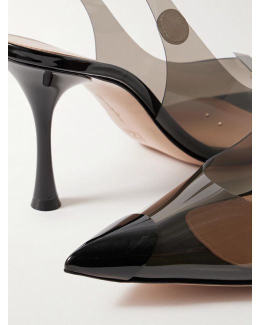 Gianvito Rossi Black 85 Patent Leather-Trimmed Pvc Slingback Pumps